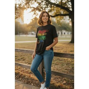 Puff Puff Pass  Tee T-Shirt Size L soft stretch Black size S #463